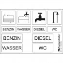 Hinweisschilderset mit 12 Symbolen selbstklebend