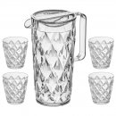 Karaffe mit 4 Becher Kanne 1,6l mit 4 Becher 250ml CRYSTAL